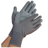 Găng tay sợi polyester m&agrave;u x&aacute;m phủ PU b&agrave;n tay GT615-224