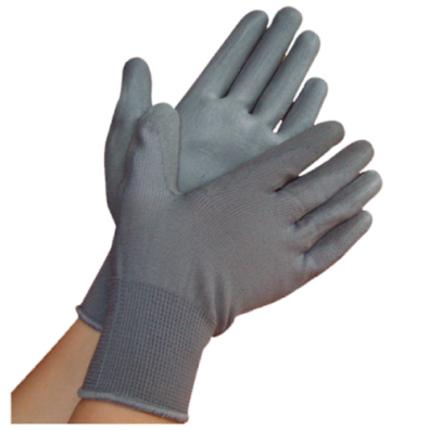 Găng tay sợi polyester màu xám phủ PU bàn tay GT615-224