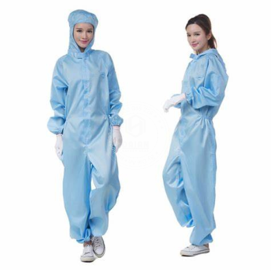 Bộ quần áo phòng sạch chống tĩnh điện liền quần có mũ